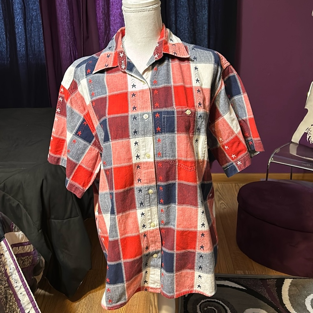 Patriotic button down shirt, sz 1X, company one